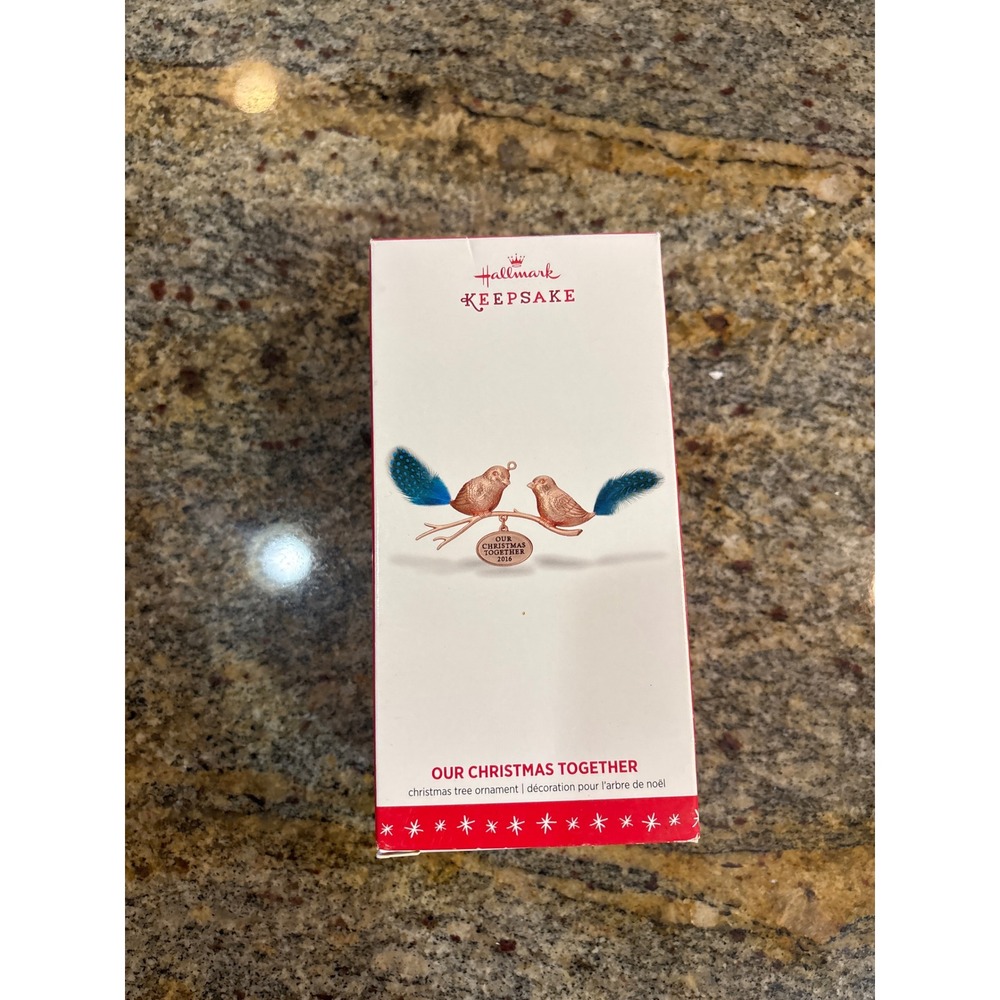 Hallmark Keepsake Our Christmas Together 2016 Rose Gold Birds Ornament Blue Tail